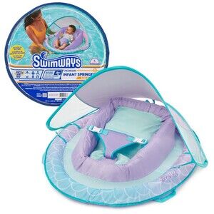 SwimWays Infant Spring Float with Canopy Sun Shade Mermaid 3-9 Months Pool Float